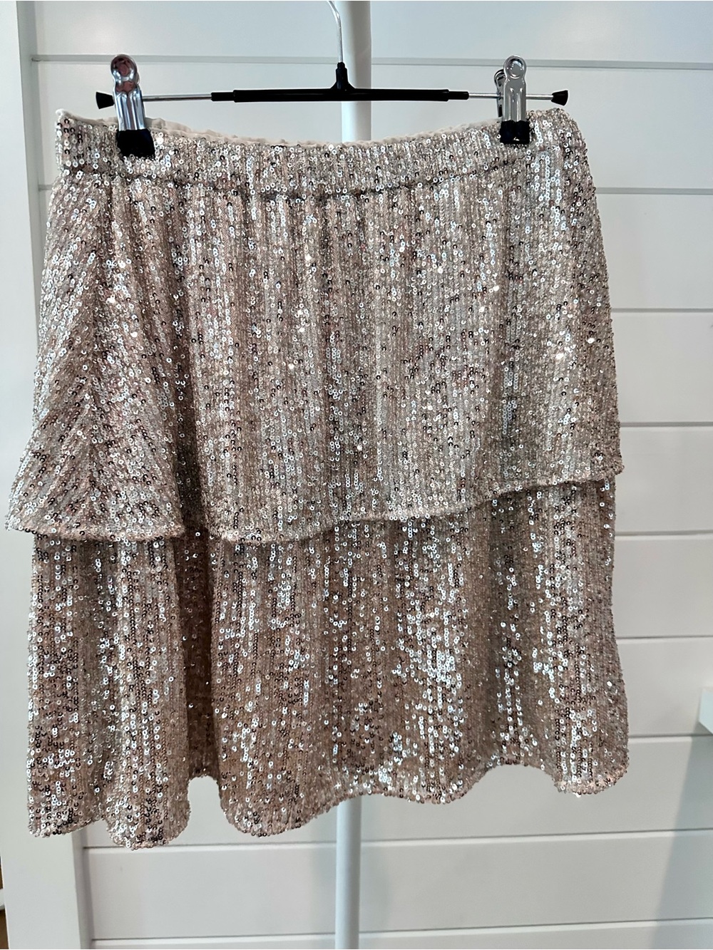 Vineyard Vines Sequin Tiered Mini Skirt - Champagne